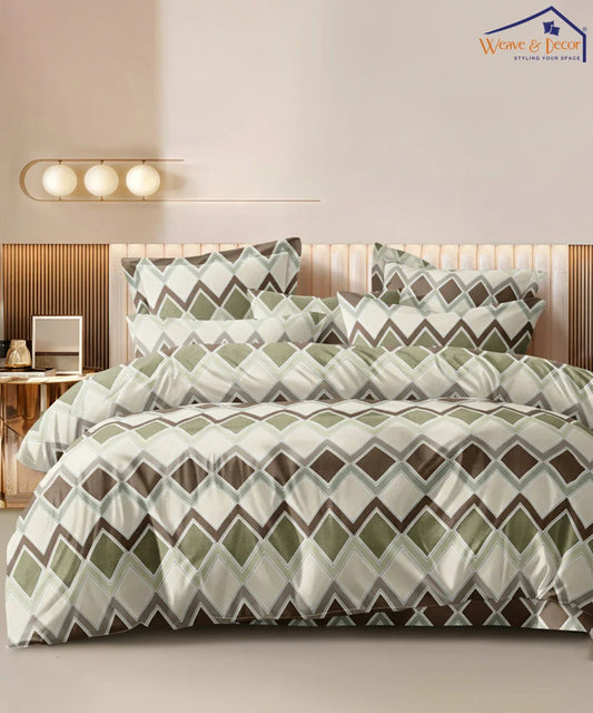 Sage ChevronSingle Bedsheet With 1 Pillow Cover