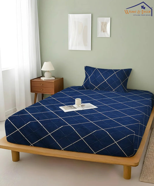 blue checks double bedsheet  1