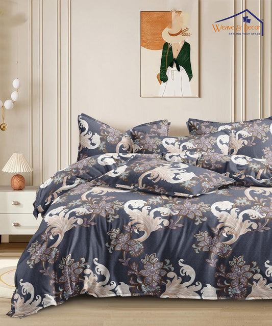 Midnight Flourish    Fitted Bedsheet With Pillow Cover