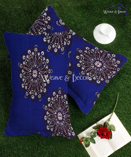 Deep Blue Floral Pillow Cover Set of 2