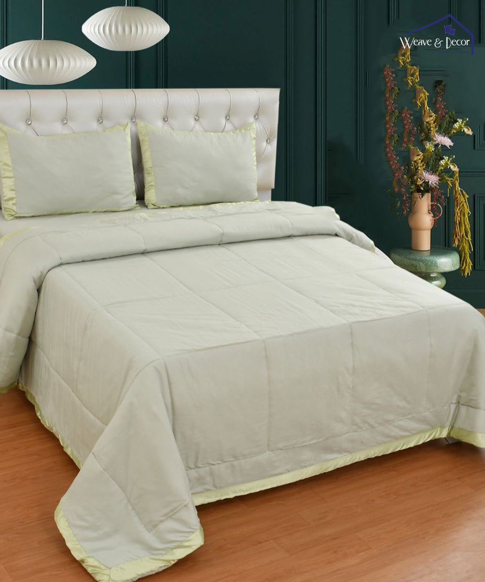 Ivory  Silky Soft Satin Comforter Set with Bedsheet & Pillow Covers