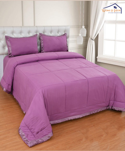 Pink Silky Soft Satin Comforter Set with Bedsheet & Pillow Covers