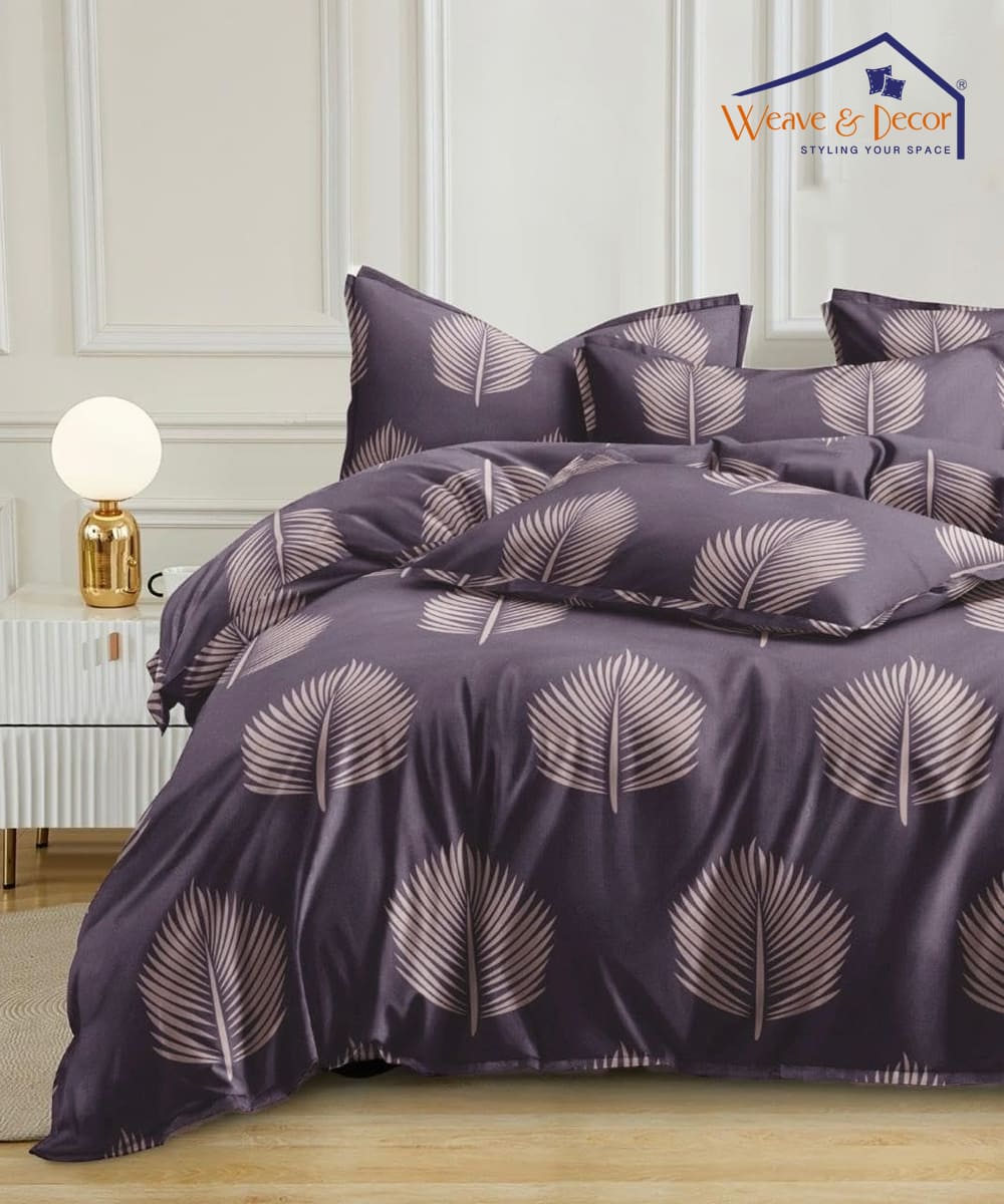 Twilight leaves Fitted Bedsheet With Pillow Cover