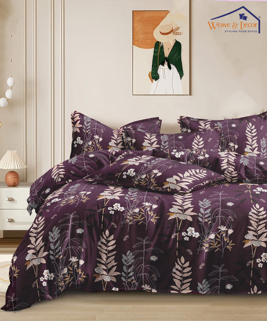 Twilight Flora Flat Double Bedsheet With 2 Pillow Covers