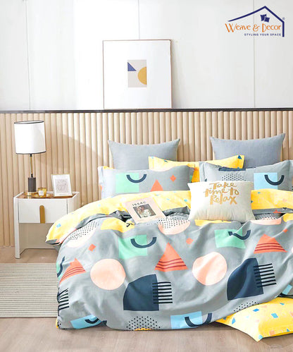 Retro Vibe Queen Fitted Bedsheet With 2 Pillow Covers