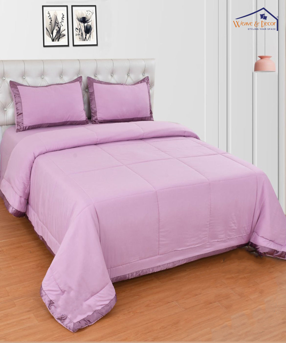 Thistle Pink Solid  Single Fitted Bedsheet With 1 Pillow Cover
