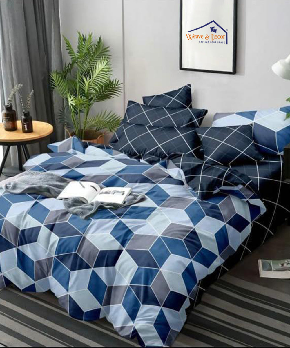 Modern Rhombus Fitted Bedsheet With Pillow Cover