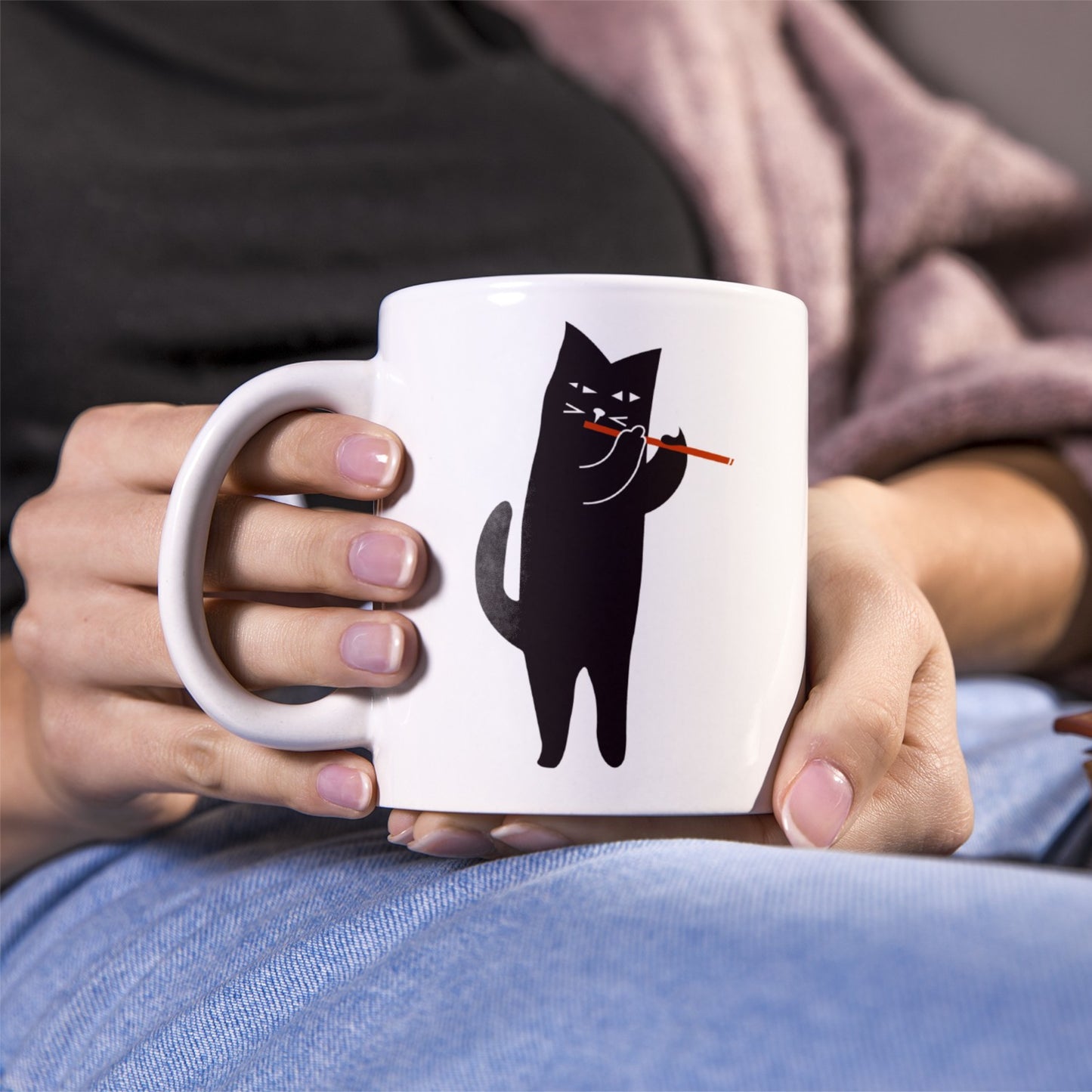 Cat with Flute Coffee Mug