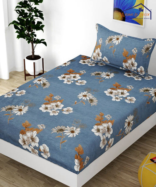 Blueish Grey Single Bedsheet With 1 Pillow Cover