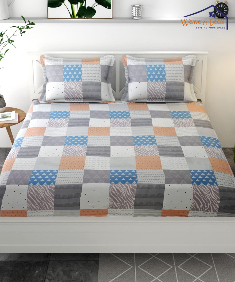 Abstract Fitted Bedsheet With Pillow Cover