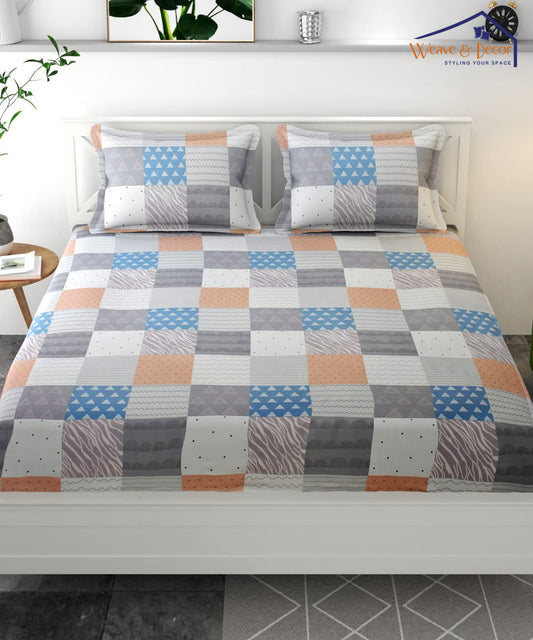Abstract Super King Fitted Bedsheet With 2 Pillow Covers