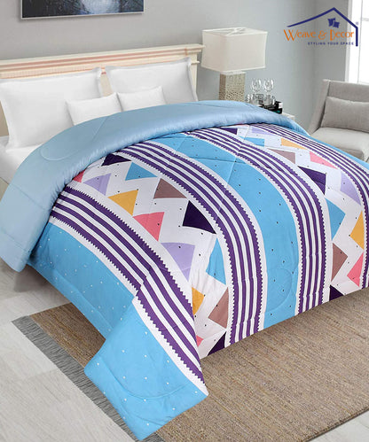 Blue Geometric 350GSM Single Bed Comforter