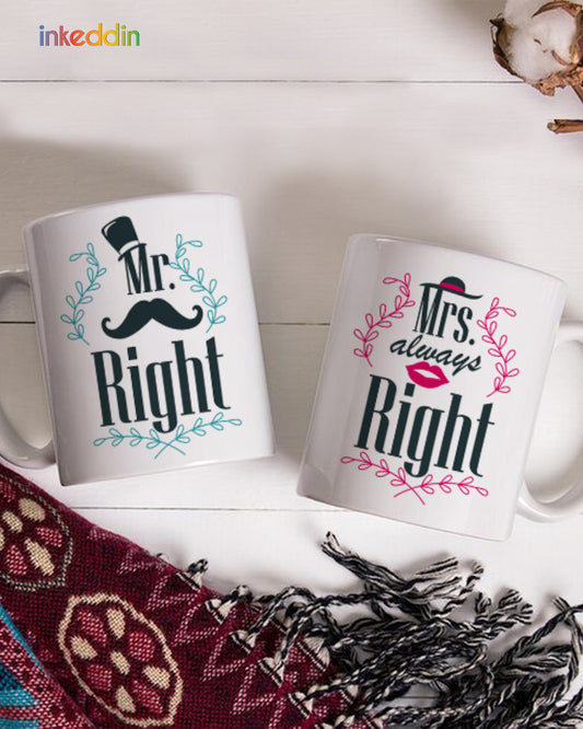 Mrs & Mr Couple Mugs Set of 2