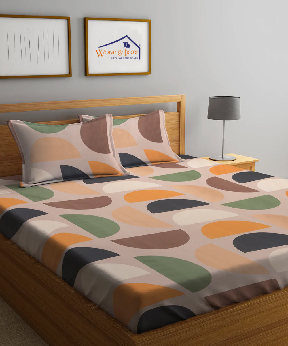 Multi Color Fitted Bedsheet With Pillow Cover