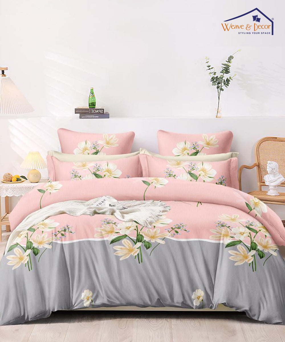 Pretty Floral King Size Bedsheet With 2 Pillow Covers