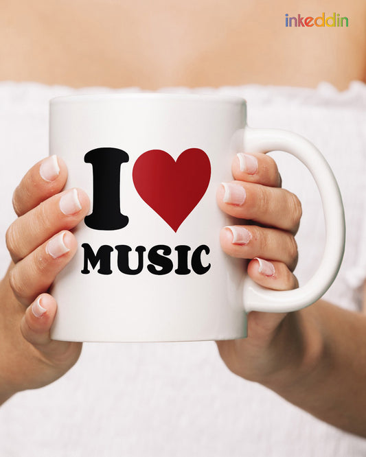 I Love Music Printed coffee Ceramic Mug | White