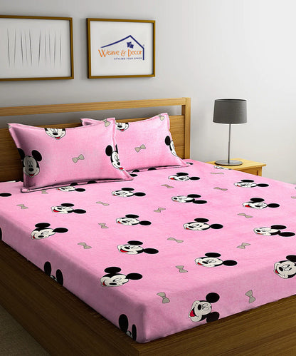 Kids Cute Fitted Bedsheet With Pillow Cover