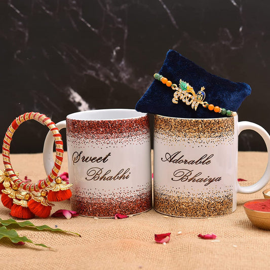 Adorable Bhaiya Sweet Bhabhi Mug Set with 2 Rakhi