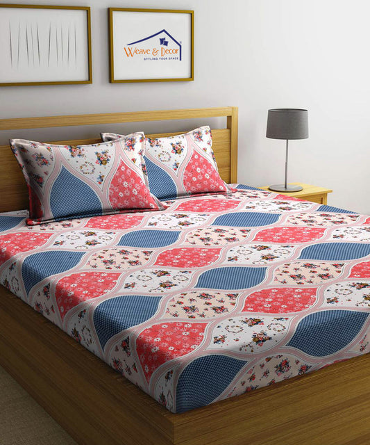 Multi Color Floral Fitted Bedsheet With Pillow Cover