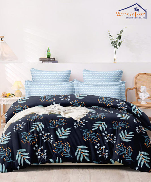 Blue Floral Comforter Set with Bedsheet