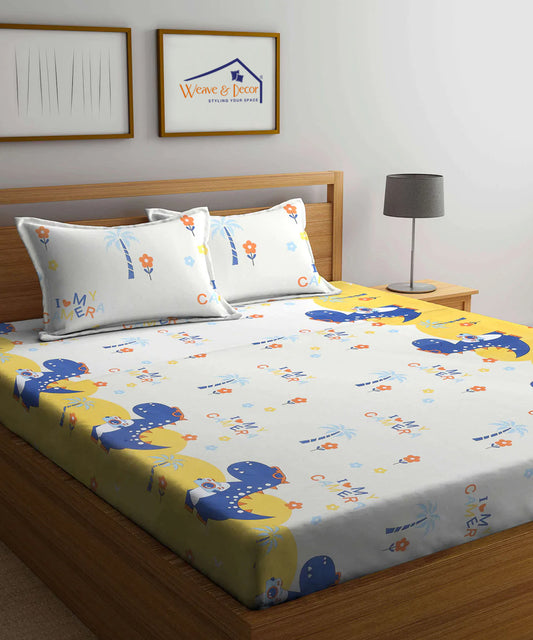 Cute Kids Queen Fitted Bedsheet With 2 Pillow Covers