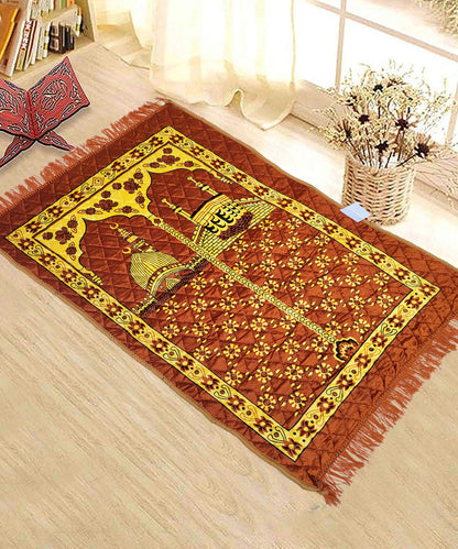 Mustard Velvet Janamaz Prayer Mat / Rug