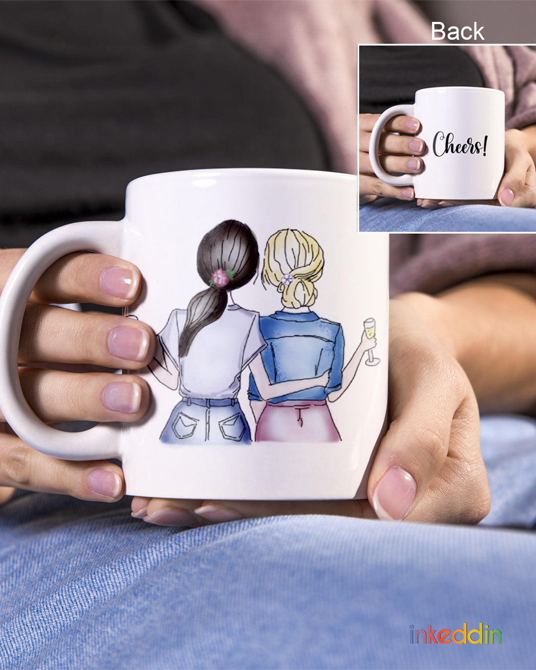 Girlfriends Cheers Printed Ceramic Coffee Mug