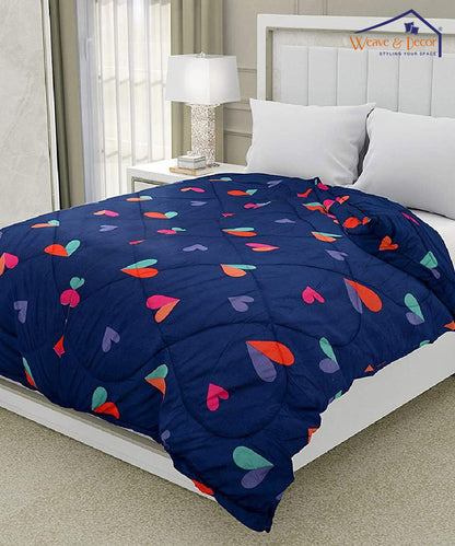 Blue Hearts 350GSM Single Bed Comforter