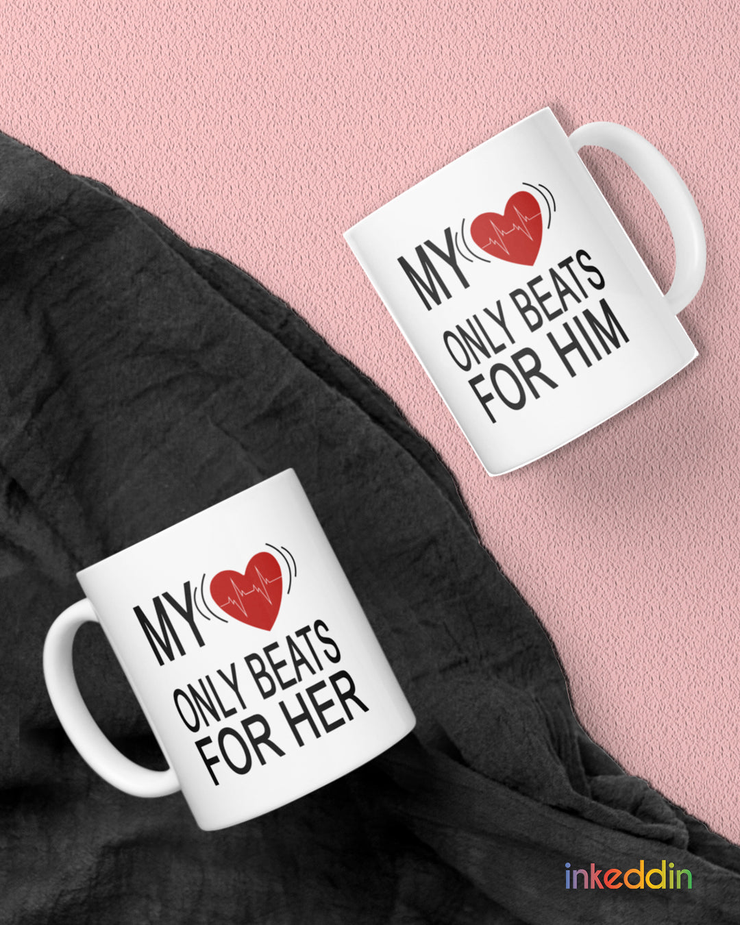 Heartbeat Coffee Mug Set of 2 for Lovers