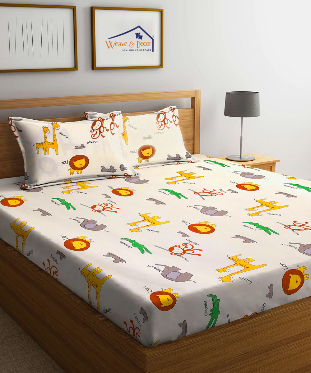 Cute Kids Fitted Bedsheet With Pillow Cover