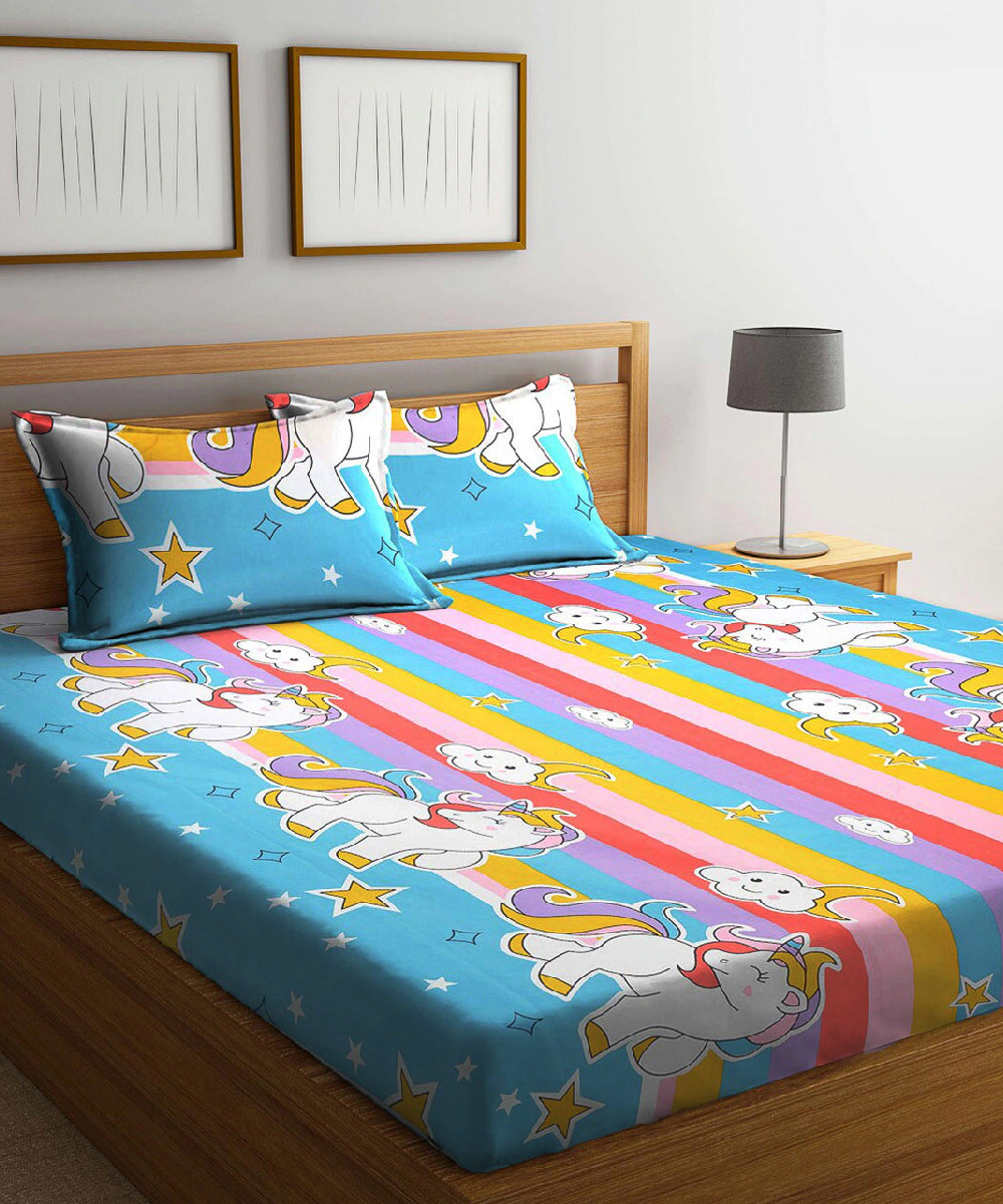 Unicorn Print Comforter Set with Bedsheet