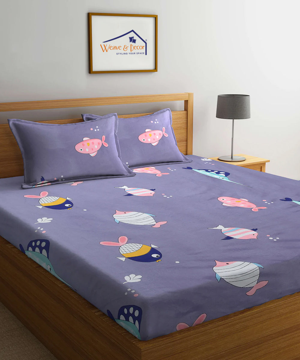 Dolphin Kids Fitted Bedsheet With Pillow Cover