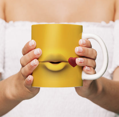 Yellow Lips Printed Ceramic Coffee Mug