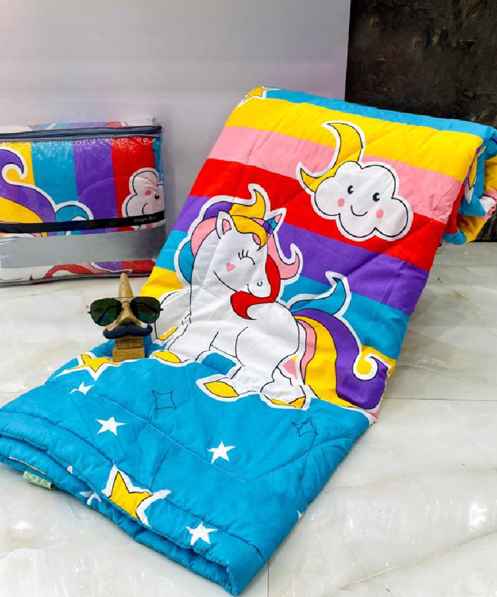 Unicorn Print Comforter Set with Bedsheet