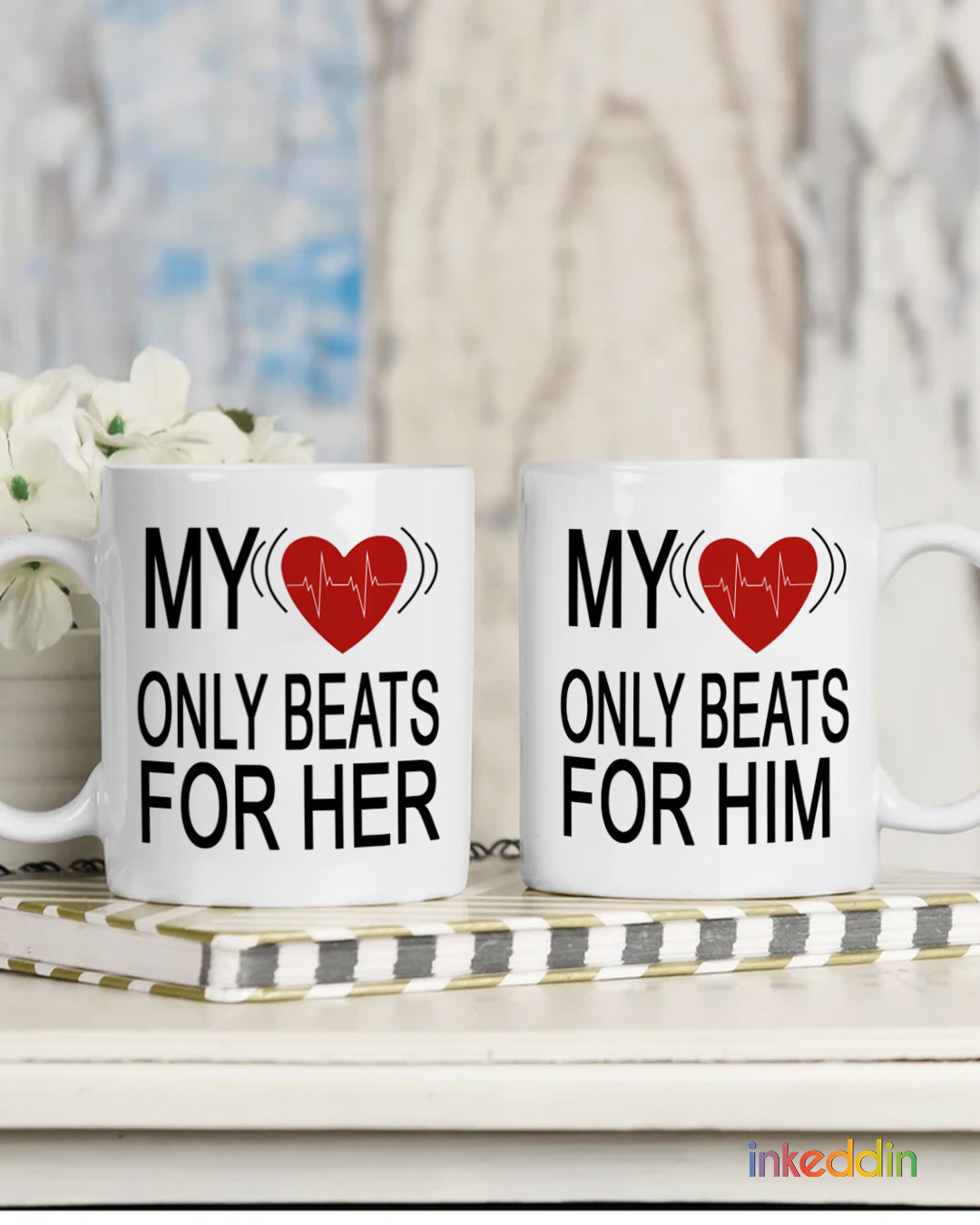 Heartbeat Coffee Mug Set of 2 for Lovers