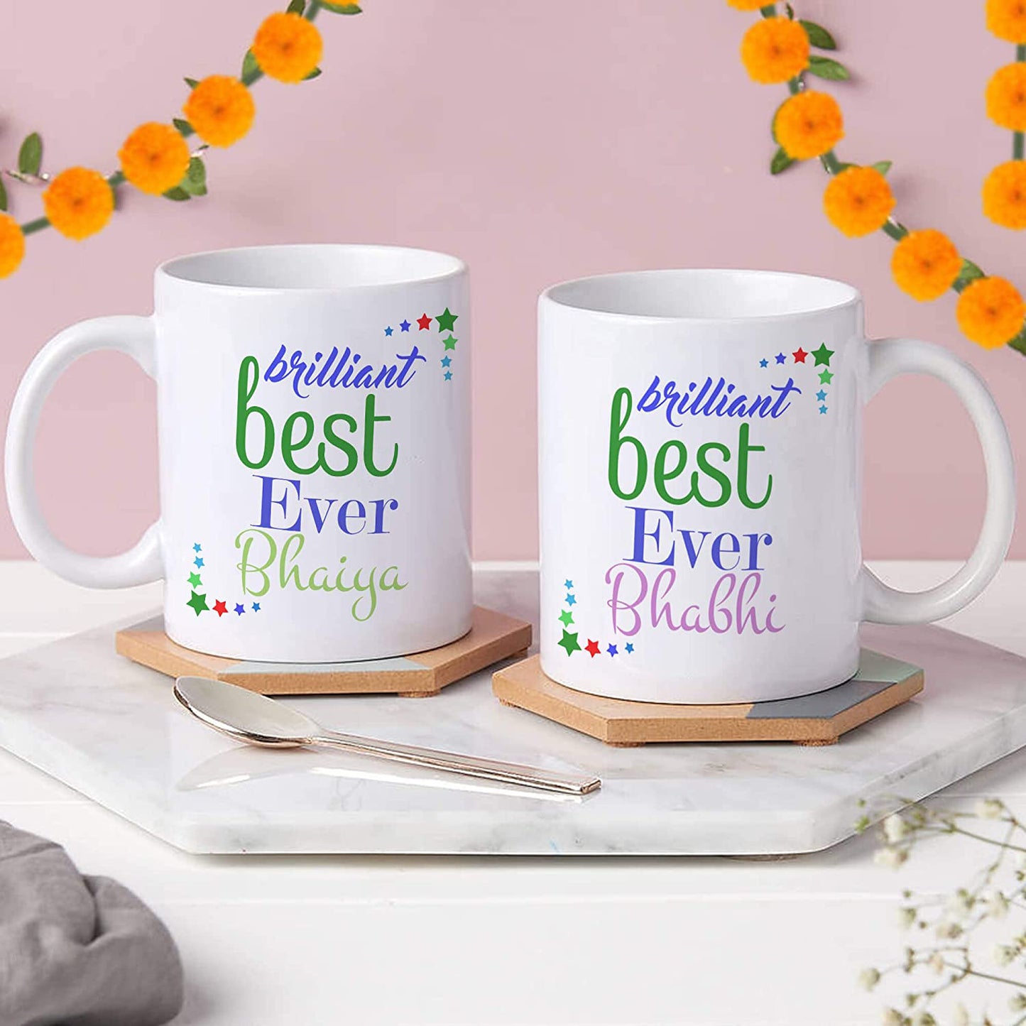 Brilliant Bhaiya & Bhabhi Mug Set with 2 Rakhi