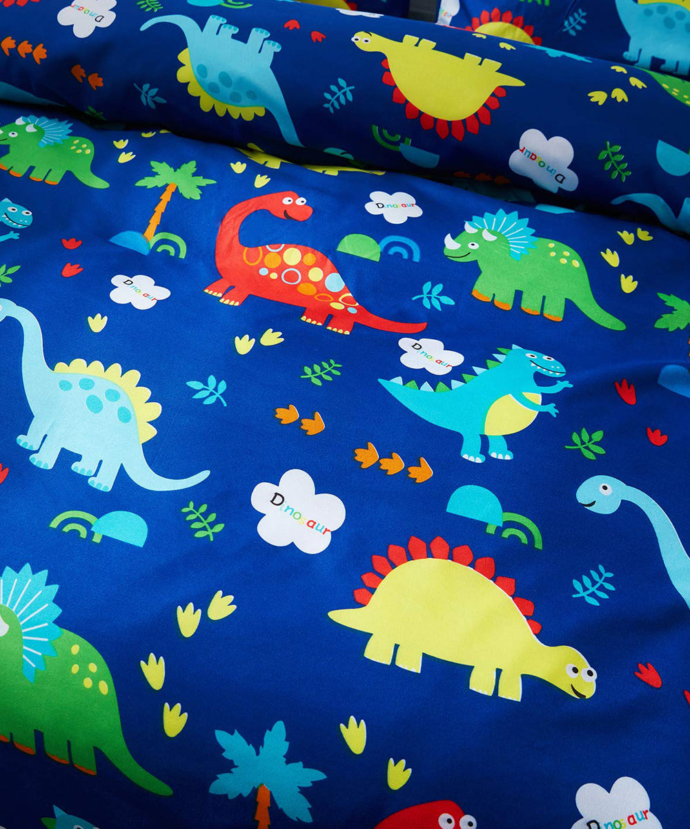 Blue Dinasaur Kids Comforter Set with Bedsheet