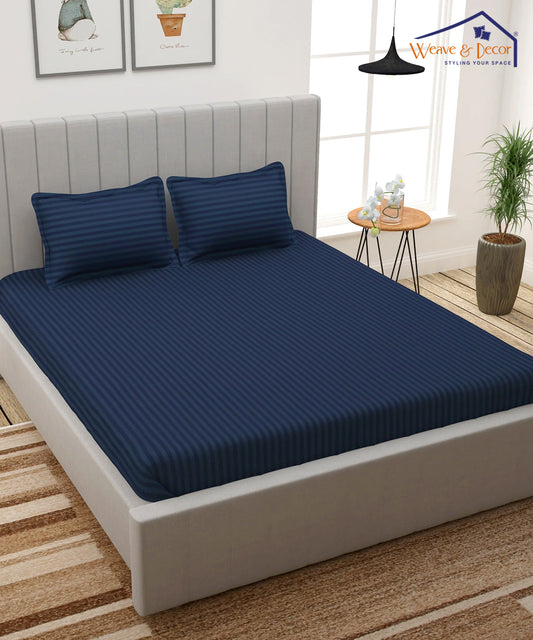 Blue Fitted Bedsheet With Pillow Cover