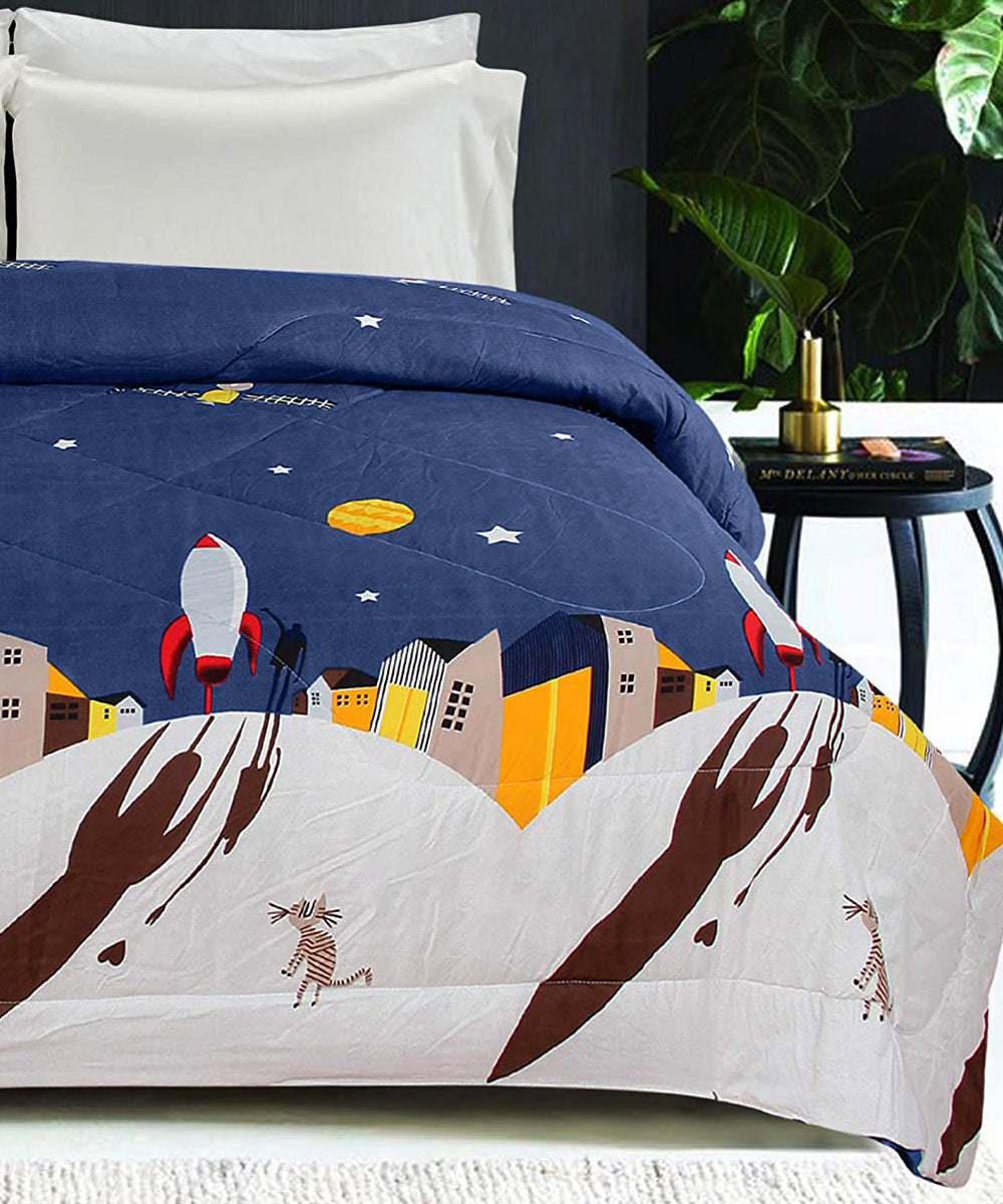 Space Printed Comforter Set with Bedsheet