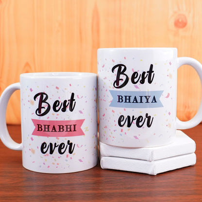 Best Bhaiya Bhabhi Ever Mug Set with 2 Rakhi