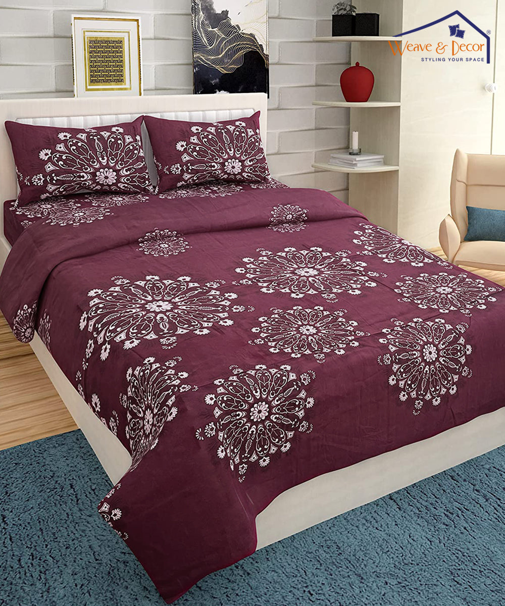 Wine Floral 350GSM All Weather Comforter