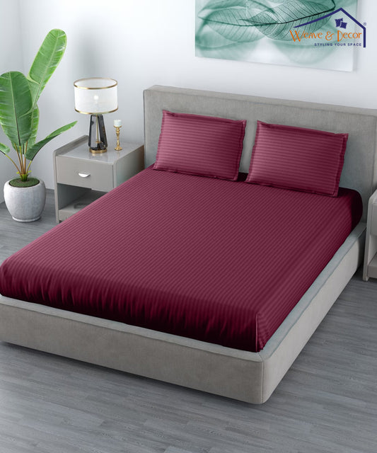 Maroon Fitted Bedsheet With Pillow Cover