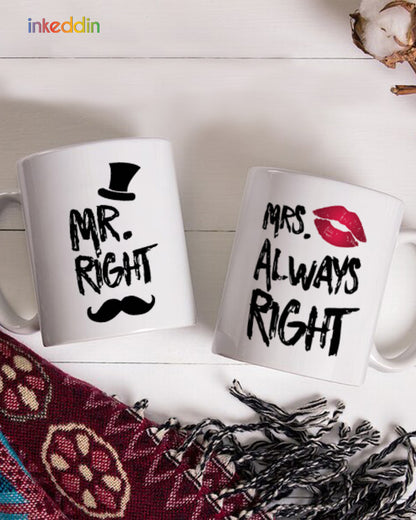 Mr Right & Mrs Always Right Coffee Mug Set of 2 for Couples