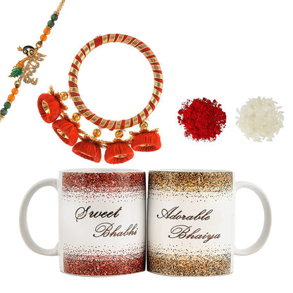 Adorable Bhaiya Sweet Bhabhi Mug Set with 2 Rakhi