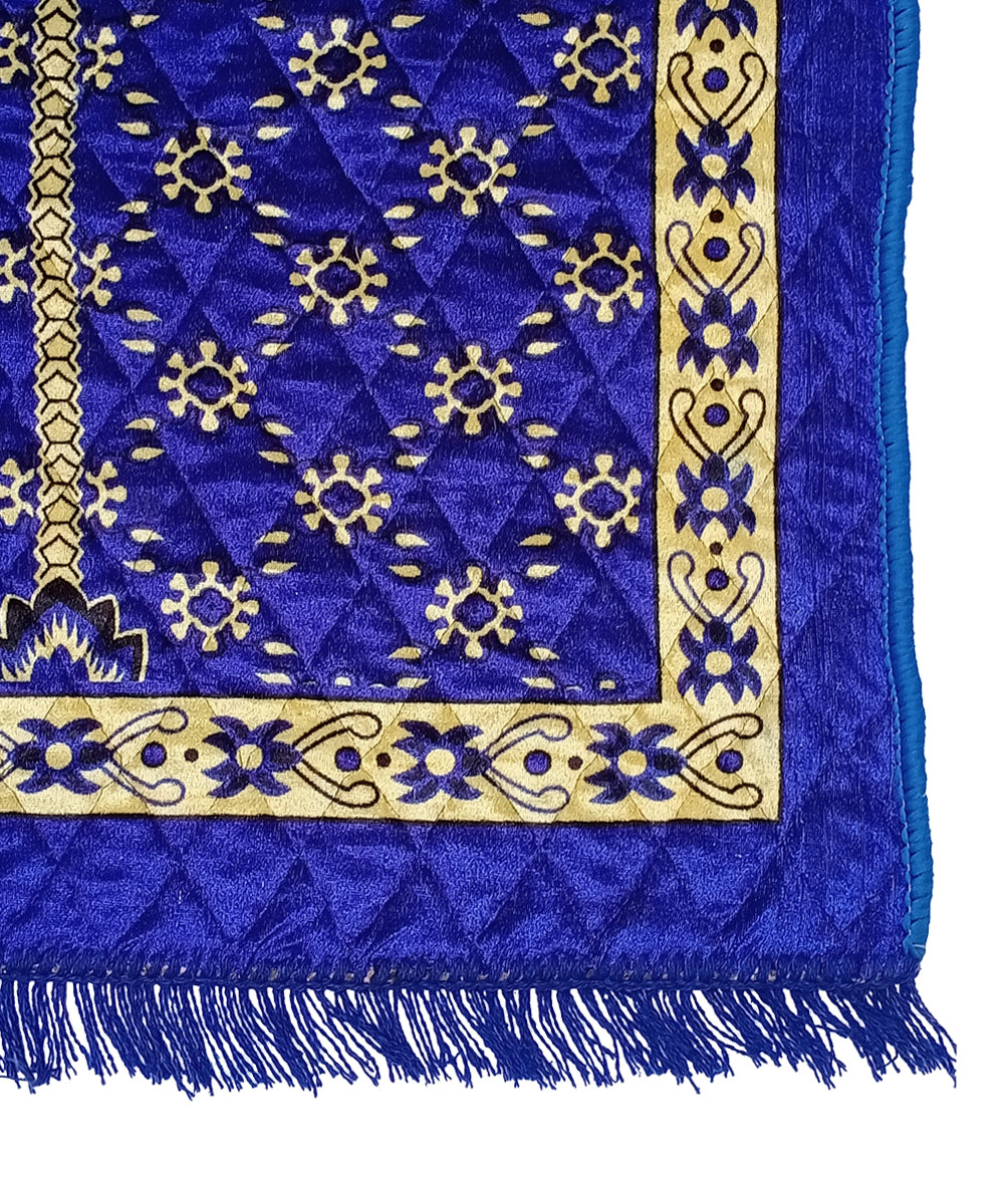 Blue Velvet Janamaz Prayer Mat / Rug