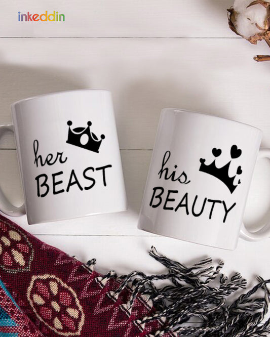 Her Beast~ His Beauty Coffee Mug Set of 2 for Lovers