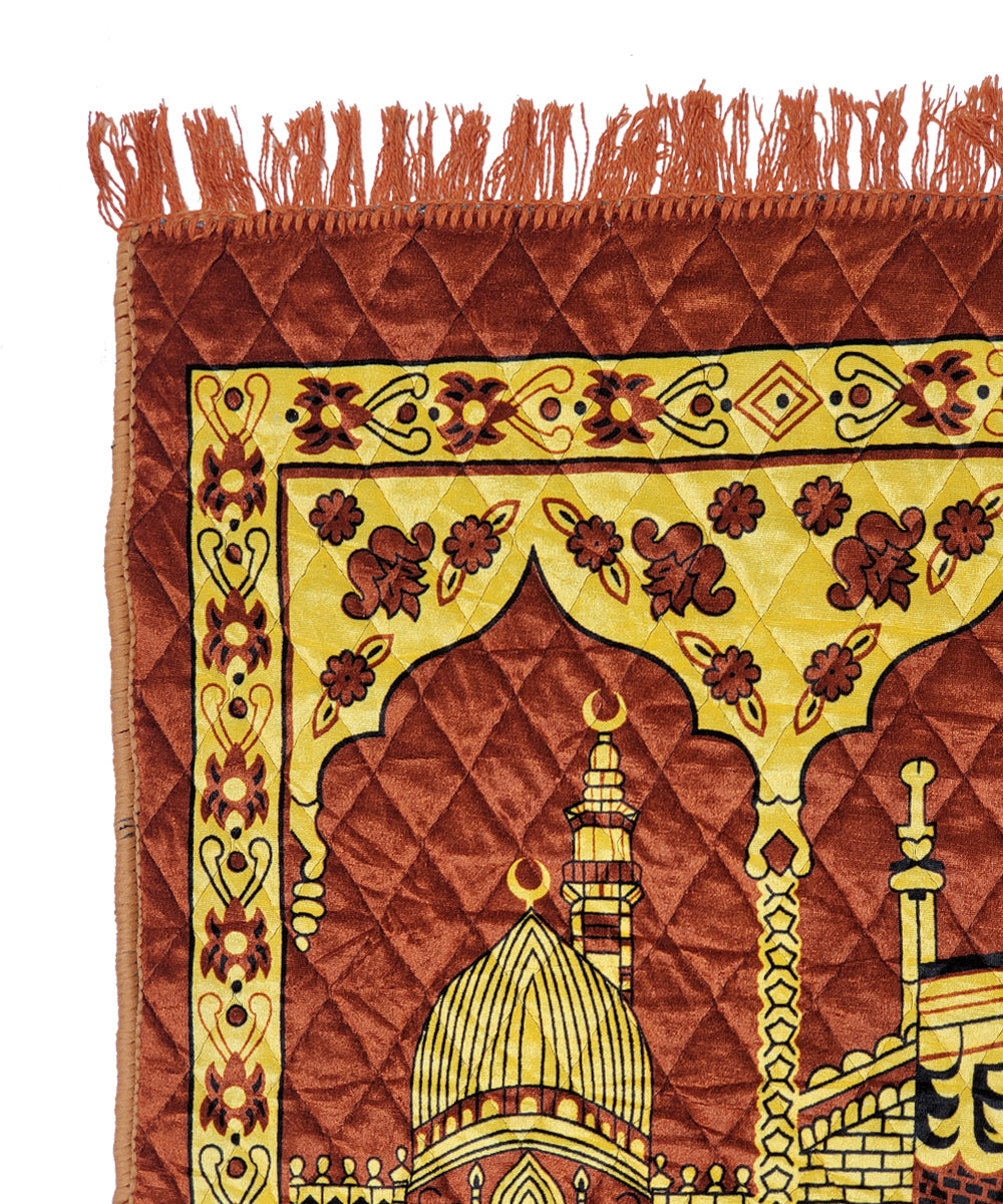 Mustard Velvet Janamaz Prayer Mat / Rug