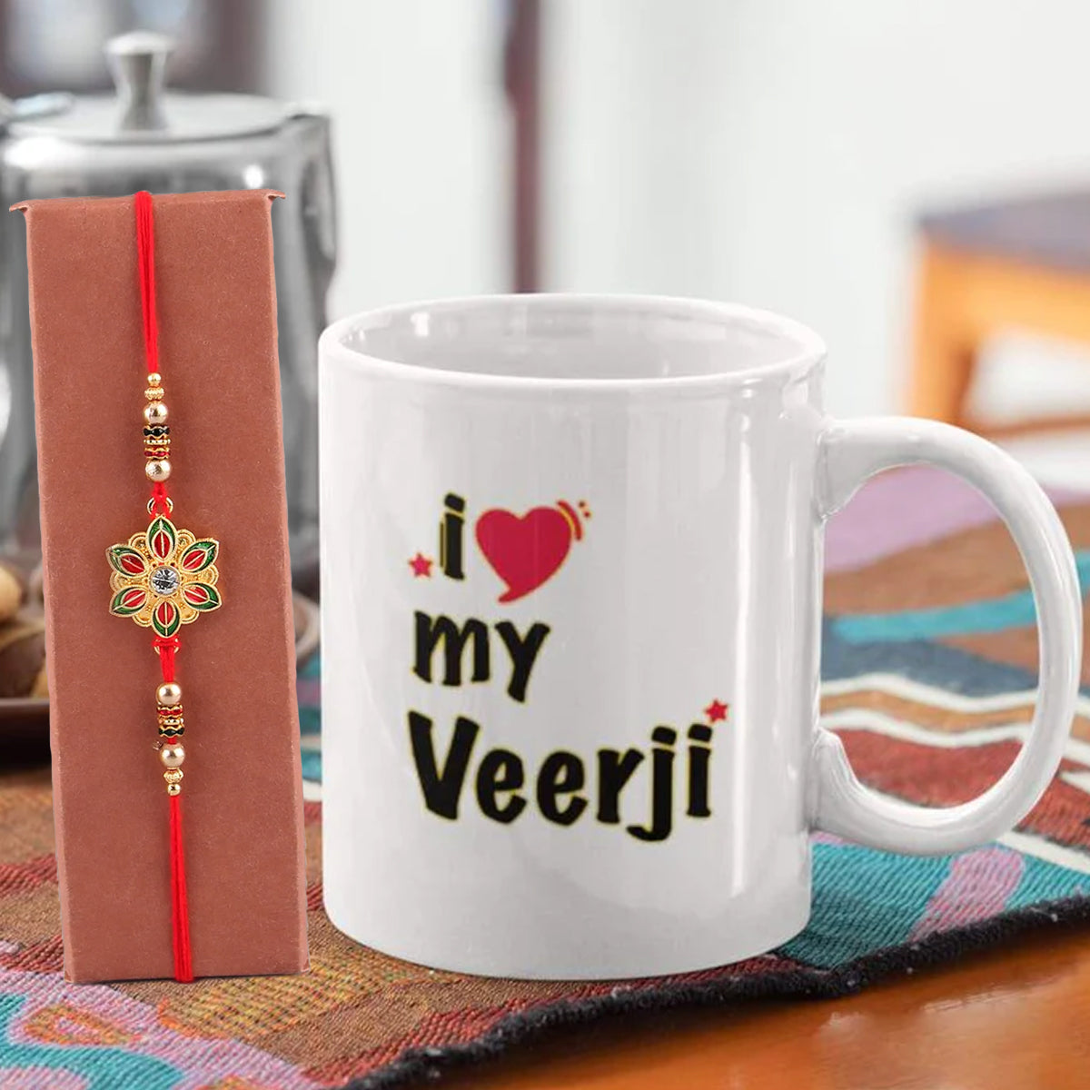 I Love My Veerji Mug With Rakhi