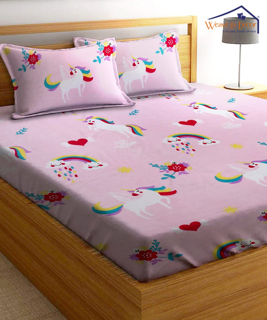 Cute Kids Queen Fitted Bedsheet With 2 Pillow Covers