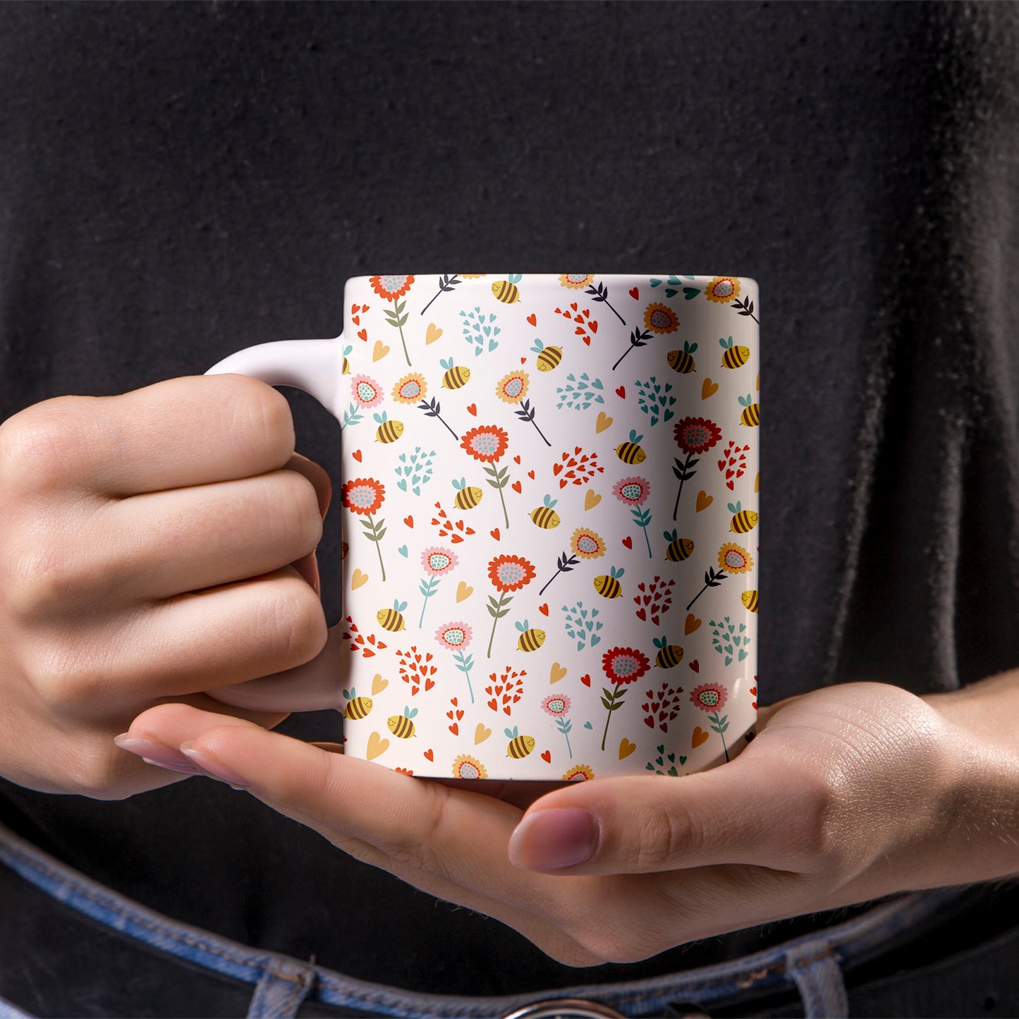 Stylish Flloral Printed Ceramic Coffee Mug